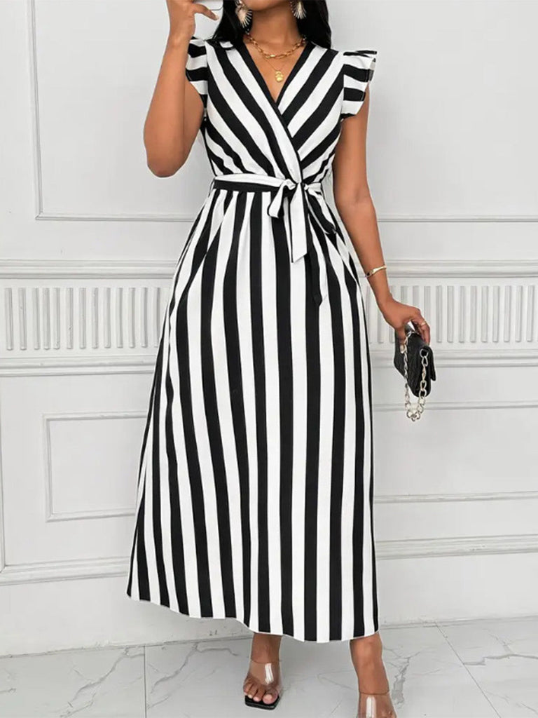 50er Swingkleid mit V-Ausschnitt und Rüschen
