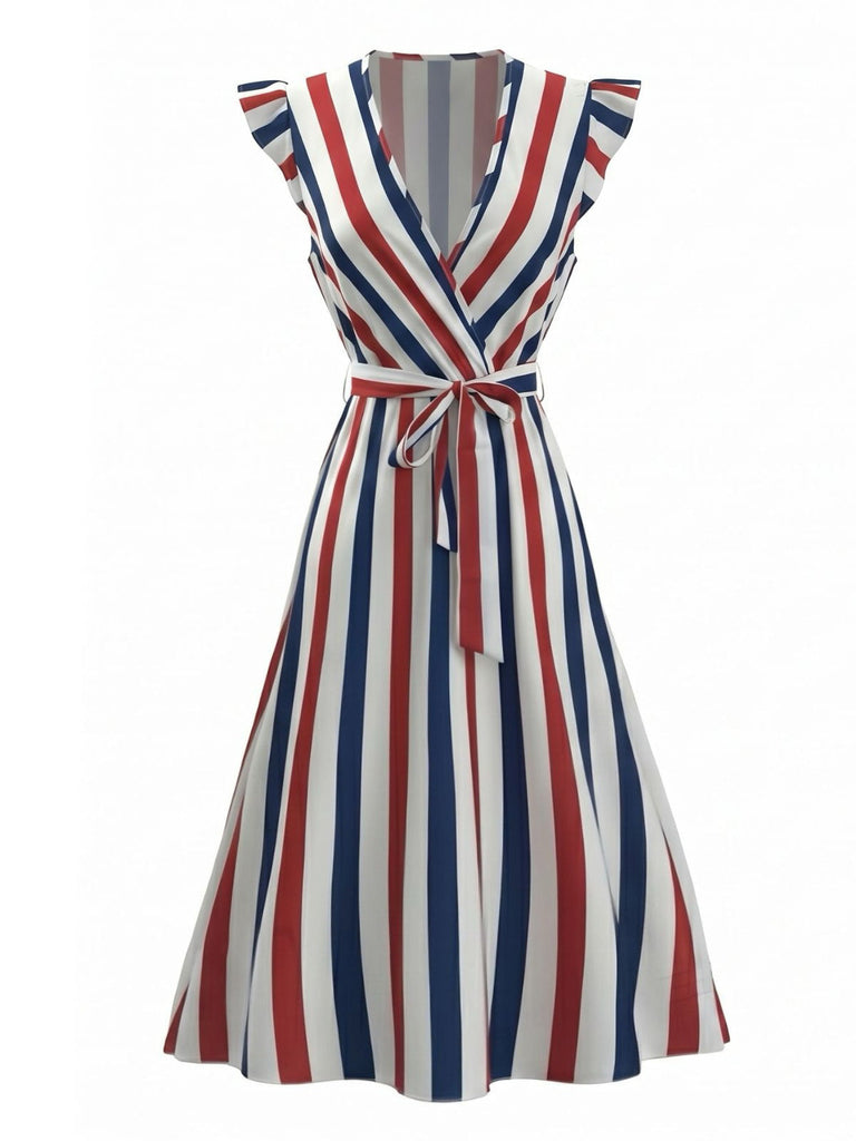 50er Swingkleid mit V-Ausschnitt und Rüschen