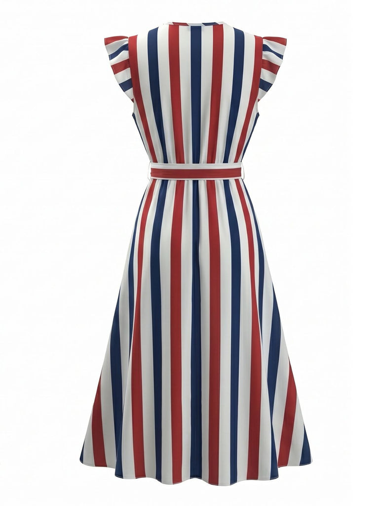 50er Swingkleid mit V-Ausschnitt und Rüschen