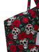 Details: Schwarzer Neckholder-Badeanzug im Stil der 1950er Jahre mit Skelett-Rosenmuster, klassische Silhouette, perfekt für Vintage-Mode-Liebhaber
