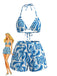 Dreiteiliges Bikini-Set mit Wellenmuster aus den 1940er Jahren 3