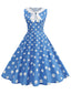 1950er Polka Dot Peter-Pan-Kragen Ärmelloses Kleid