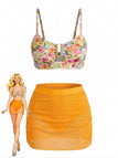 60er Tankini-Set mit Blumen und Hohe Taille