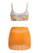 60er Tankini-Set mit Blumen und Hohe Taille