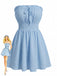 Blaues 40er Trägerloses Minikleid