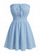 Blaues 40er Trägerloses Minikleid