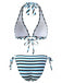 Blaues 40er Tankini-Set mit Neckholder und Bindeband