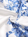 Blau 1930er Blumen Trägerlos Fischgräte Gestuft Lang Kleid