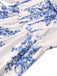 Blau 1930er Blumen Trägerlos Fischgräte Gestuft Lang Kleid