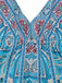 Blaues 70er Boho Midikleid mit Neckholder und Paisley