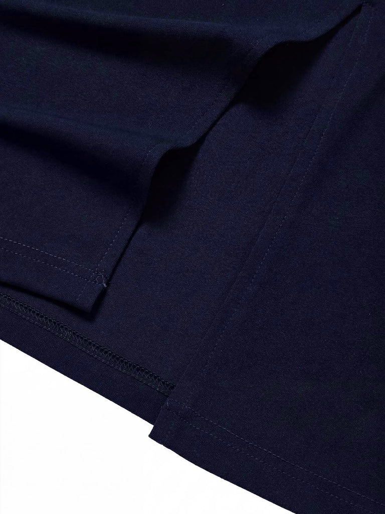 Blaues 60er Strick-Kleid mit Peter-Pan-Kragen