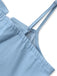 Blaues 80er Jeans-Korsett-Kleid mit Spaghettiträger und Spitze