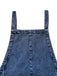 Weite, blaue Denim-Latzhose aus den 1970er-Jahren mit ausgefransten Kanten für einen klassischen, retro-inspirierten Streetwear-Look