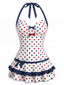 [Vorverkauf] 40er Badekleid mit Polka-Dots und Neckholder