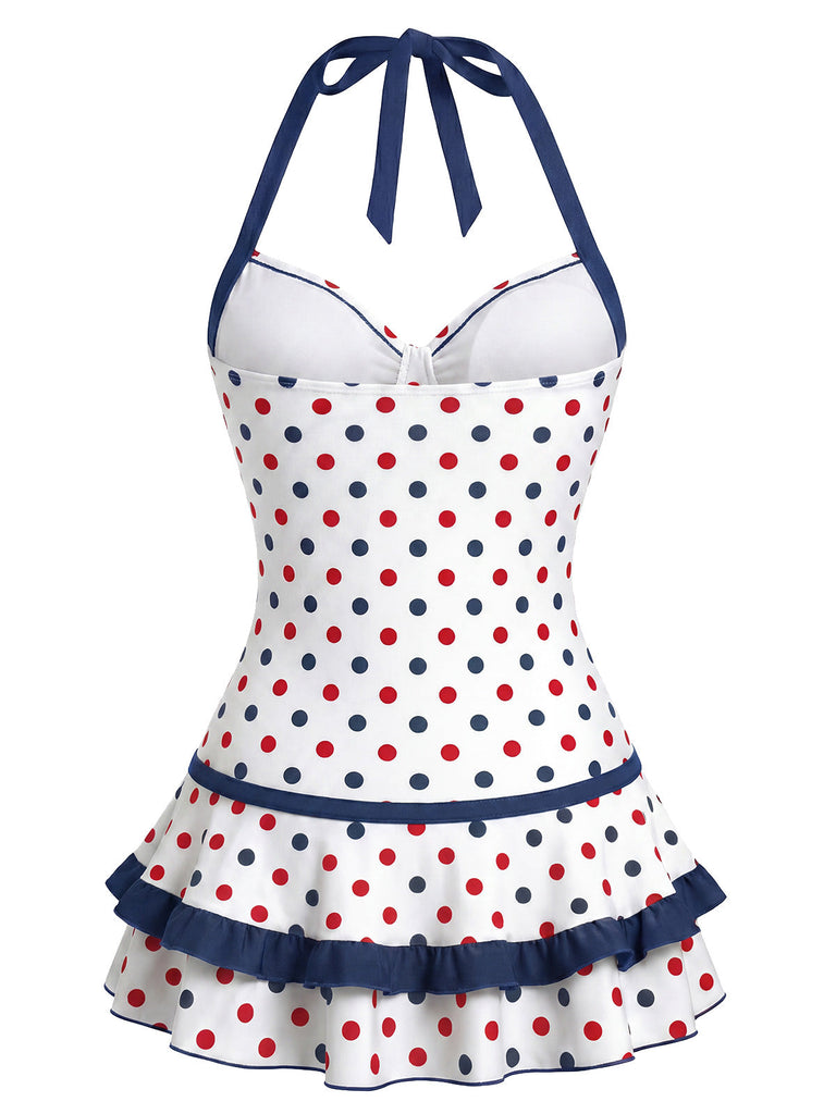 40er Badekleid mit Polka-Dots und Neckholder