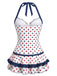 40er Badekleid mit Polka-Dots und Neckholder