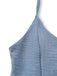 Blauer Jumpsuit im Stil der 1930er Jahre mit tiefem V-Ausschnitt, Stufenrock und Raffungen