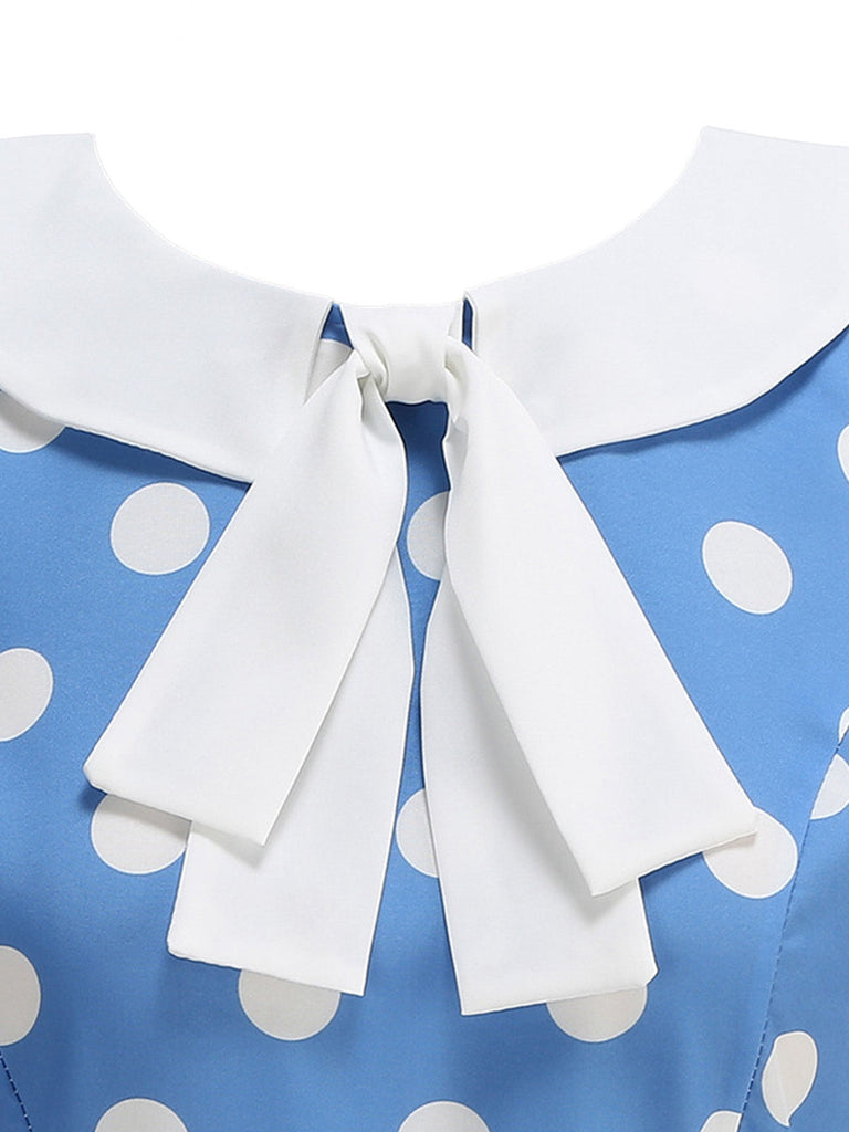 1950er Polka Dot Peter-Pan-Kragen Ärmelloses Kleid