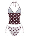 Brown-1940er-Jahre-Polka-Dot-Neckholder-Tankini-Set-back-Ansicht