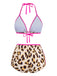 Brauner Leoparden-Spaghettiträger-Tankini im Stil der 1950er-Jahre – Vintage-Mode, Retro-Stil