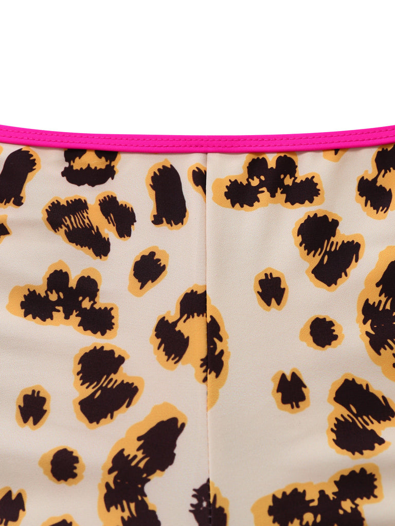 Brauner Leoparden-Spaghettiträger-Tankini im Stil der 1950er-Jahre – Vintage-Mode, Retro-Stil