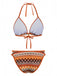 Braunes Boho-Bikini-Set im geometrischen Strickstil der 1970er Jahre mit Neckholder, Rückansicht