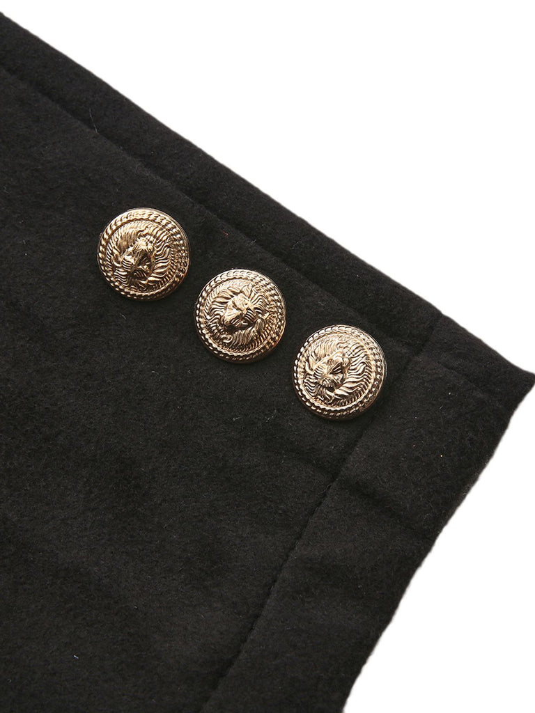 Schwarz 1940er Solide Kunstwolle Kurz Jacke