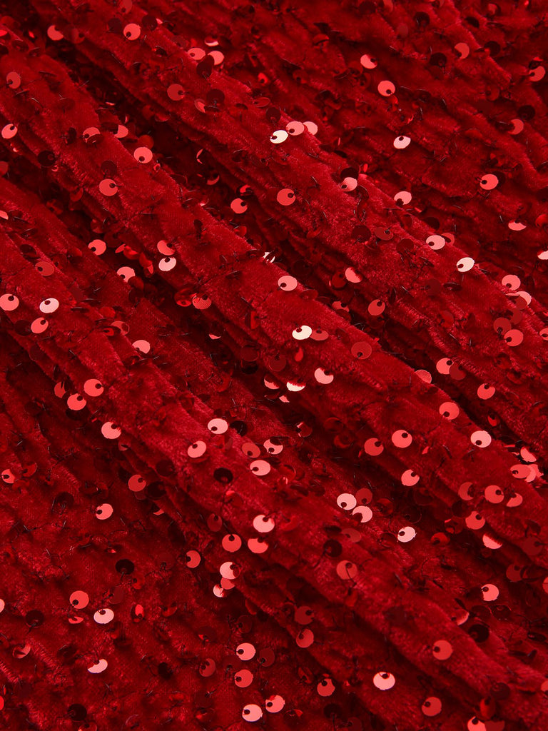 1940er Solide Samt Pailletten Revers Bluse