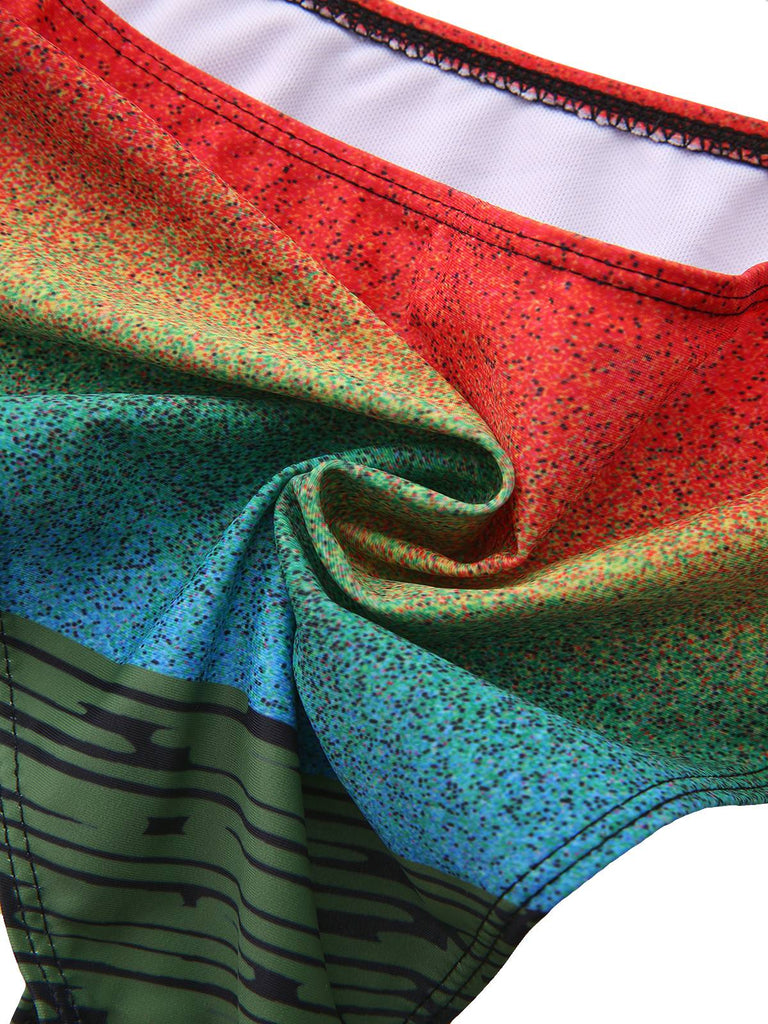 Schwarz 1940er Sonnenuntergang Palmen Batik Tankinis