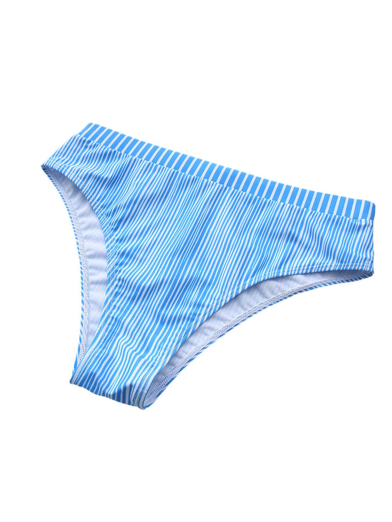 Rosa & Blau 1950er Polka Dot Streifen Bogen Bikini Set