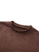 Braun 1970er Lang Ärmel Rundhals Gürtel Kleid