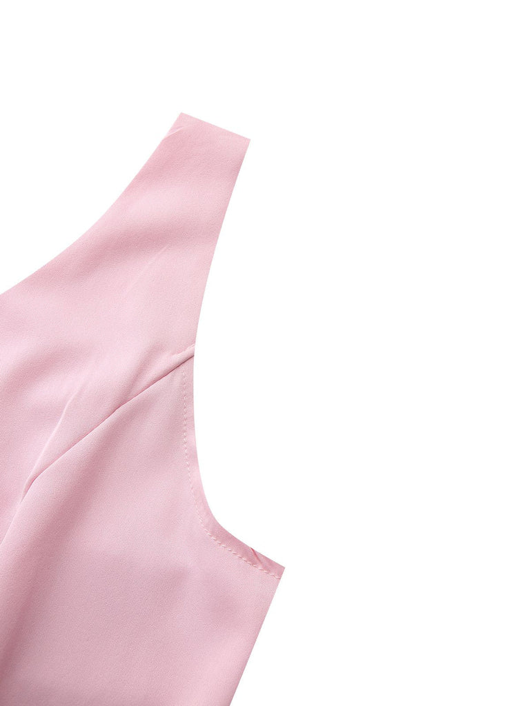 1950er Solide Revers Umhang Kleid