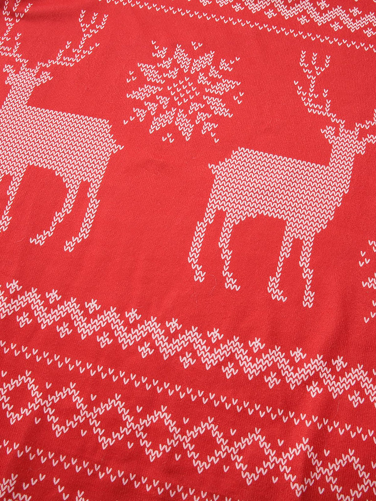 Rot 1960er Weihnachten Reindeer Schneeflocke Gürtel Kleid