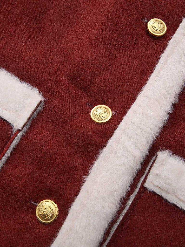 1940er Revers Plüsch Buckle Tasche Jacke