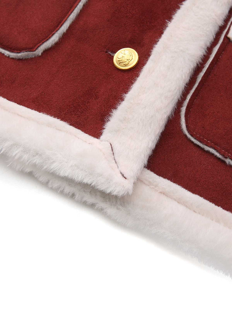 1940er Revers Plüsch Buckle Tasche Jacke