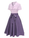 2PCS Lavendel 1940er Polka Dots Bluse & Solide Rock