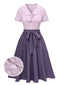 2PCS Lavendel 1940er Polka Dots Bluse & Solide Rock