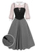 [Vorverkauf] 2PCS 1940er Farbblock Rosa Bluse & Grau Kleid