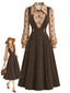 [Vorverkauf] 70er Set aus Blumenbluse & Trägerkleid mit Taschen
