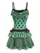 80er Ärmelloses Tanktop & Minirock-Set mit Polka-Dots