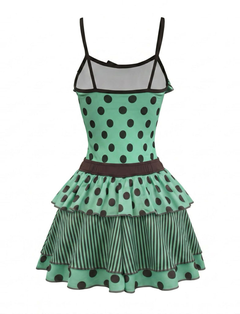 80er Ärmelloses Tanktop & Minirock-Set mit Polka-Dots