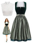 Grünes 50er Oktoberfest-Dirndl-Set mit Schürze und Spitzentop