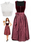 Weinrotes 50er Oktoberfest-Dirndl-Set mit Samtkleid und Spitzentop