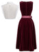 Weinrotes 50er 3PCS Kleid mit Samt und Schürze