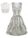 Hellblaues 50er Oktoberfest-Dirndl-Set mit Blumen Schürze und Spitzentop