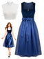 50er Oktoberfest-Dirndl-Set mit Samt-Paisley-Kleid, Schürze und Spitzentop