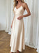 Champagneres 30er Satin-Maxikleid mit V-Ausschnitt und Raffung