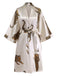 Champagner 1950er Leopard Druck Satin Morgenmantel mit Gürtel