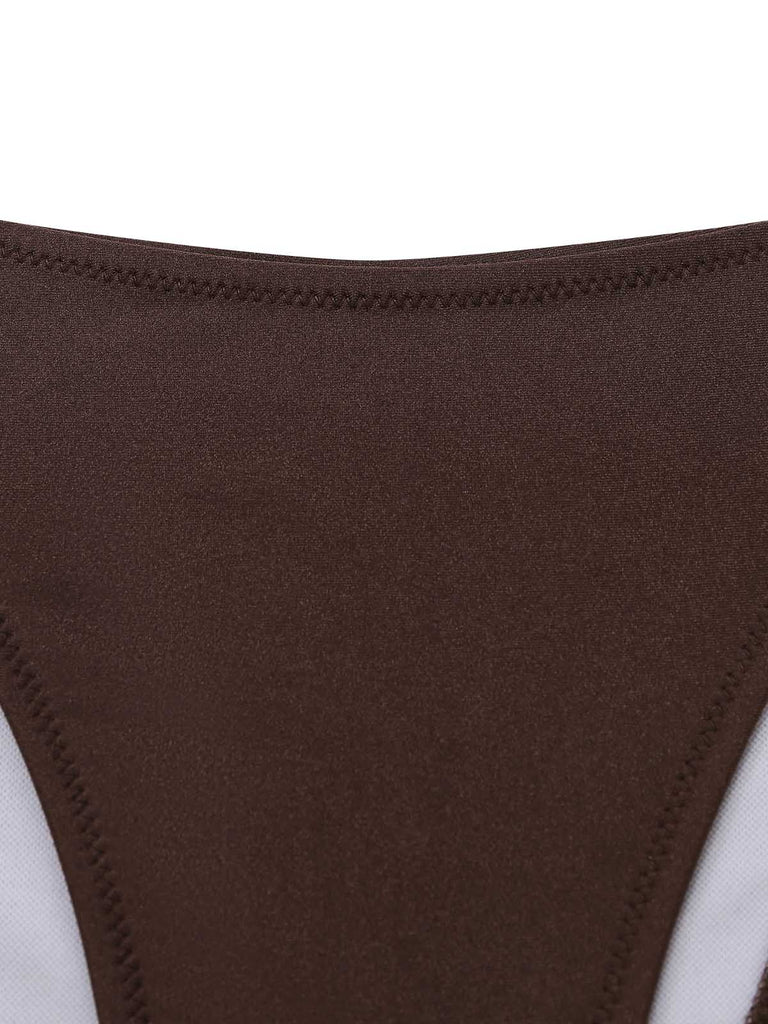 80er Satin-Bikini-Set mit Rüschen und Sonne