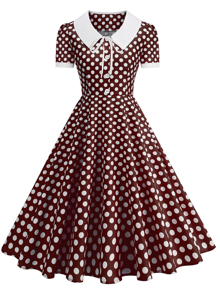 50er Swingkleid mit Peter-Pan-Kragen und Polka-Dots